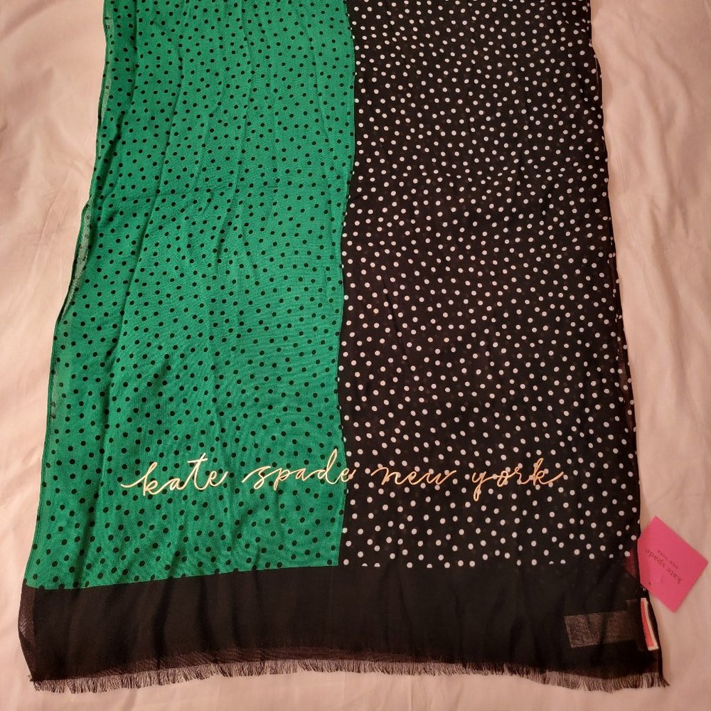 Kate Spade NY Dot Two-Tone Oblong Scarf, NWT